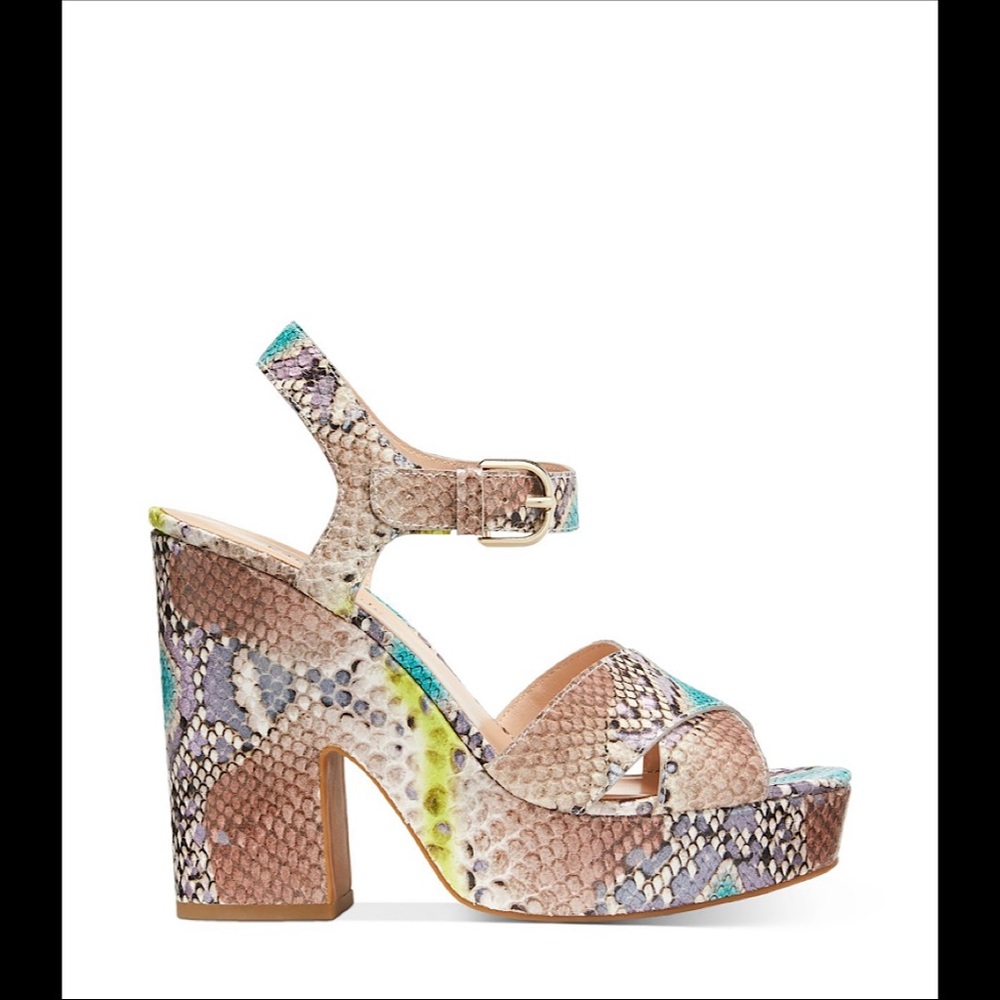 kate spade Multicolor Snake-Print Platform Sandals